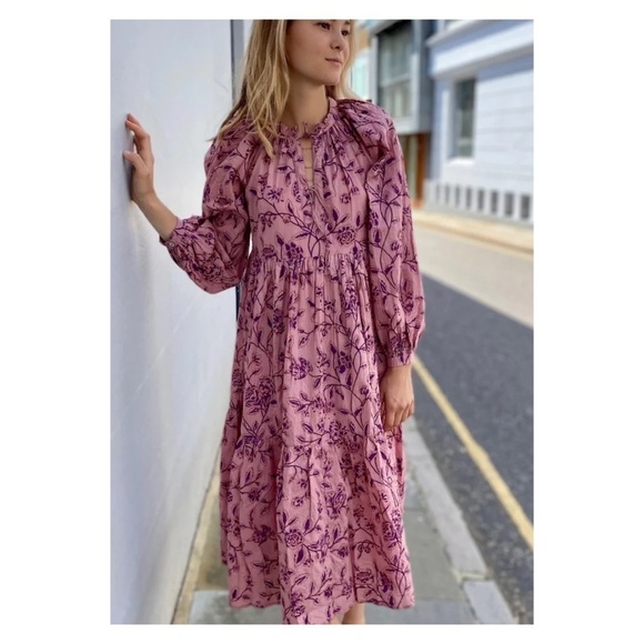 MATTA The Jaya Midi Dress Birdsong Mauve Floral XS - Picture 9 of 13